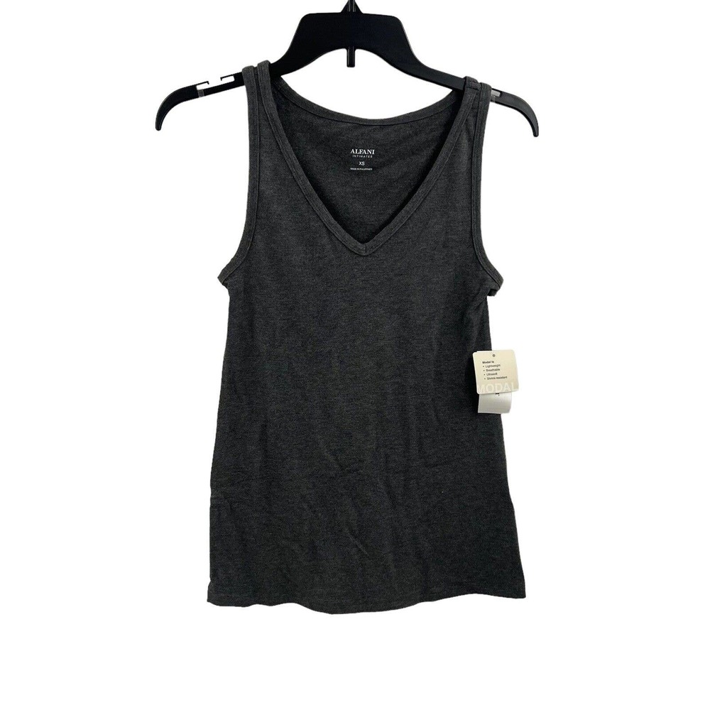 Alfani Modal V Neck Tank Top Classic Grey XS New